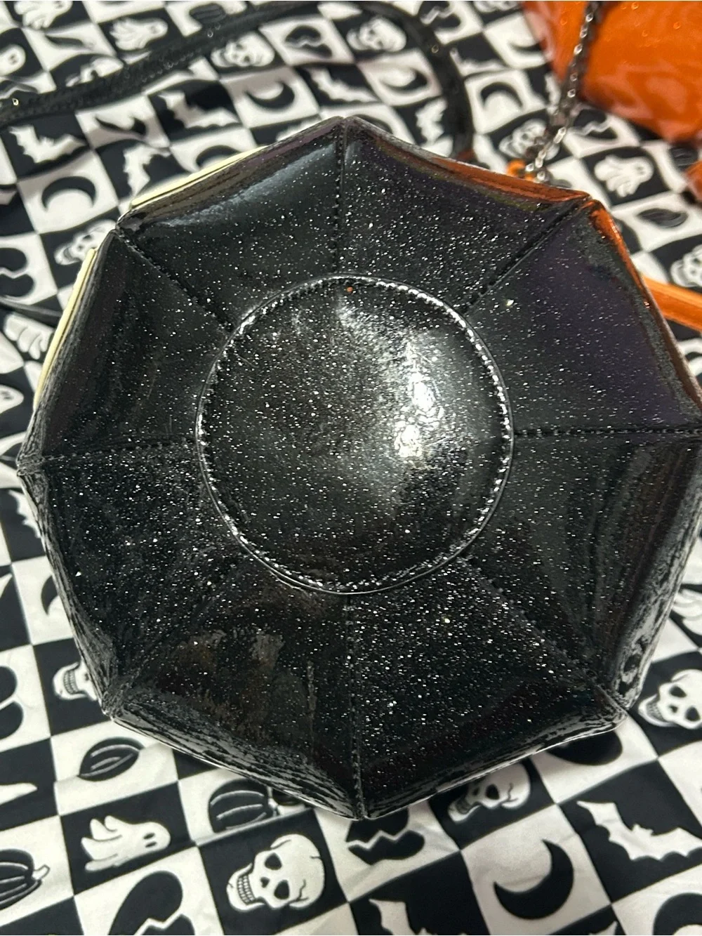 Goth Halloween glitter Pumpkin jack o lantern Crossbody Bag